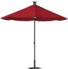 9' Red Sunbrella Octagonal Lighted Market Patio Umbrella with USB and Solar Power