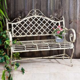 "Stephania" Victorian-Style Iron Garden Bench (Colors_Zaer: Antique White)