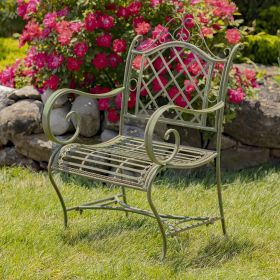 "Stephania" Victorian-Style Iron Garden Armchair (Colors_Zaer: Antique Green)