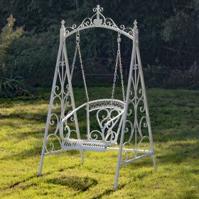 "Bordeaux" Iron Swing Chair (Colors_Zaer: Antique White)