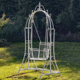 "Oasis" Iron Garden Swing Chair (Colors_Zaer: Antique White)