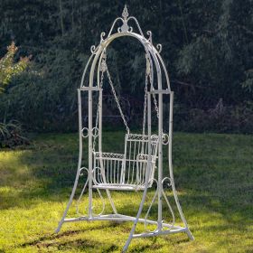 "Oasis" Iron Garden Swing Chair (Colors_Zaer: Antique White)