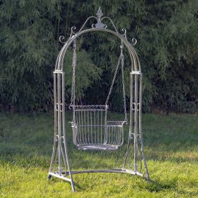 "Oasis" Iron Garden Swing Chair (Colors_Zaer: Blue/Bronze)