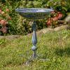 27" Tall Ornate Pedestal Birdbath with Little Bird Details