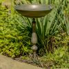 27" Tall Ornate Pedestal Birdbath with Little Bird Details