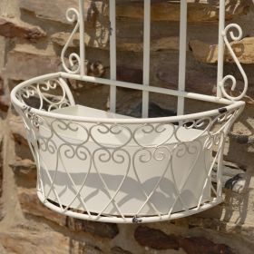 Set of 2 Dual Wall Hanging Planters with Removable Baskets "London 1820" (Colors_Zaer: Antique White)