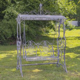 "Giorgi" Iron Swing Bench (Colors_Zaer: Blue/Bronze)