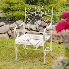 "Gaia" Iron Garden Armchair (Colors_Zaer: Antique White)