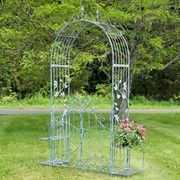 "Stephania" 8ft. Tall Garden Gate Arch with Side Plant Stands (Colors_Zaer: Light Blue)