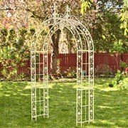 "Philadelphia" 8.5ft. Tall Iron Garden Arch Decoration (Colors_Zaer: Antique White)