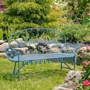 Garden Bench with Curved Back "Paris 1968" (Colors_Zaer: Cobalt Blue)