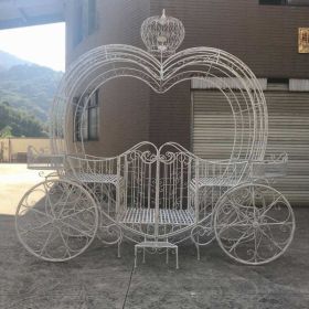 10ft. Tall Large Heart-Shaped Iron Carriage "Aphrodite" (Colors_Zaer: Antique White)