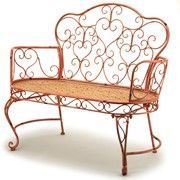 "Esme" Iron Garden Bench with Heart Designs in Antique White (Colors_Zaer: Pink)