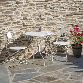 "Le Chardenoux 1908" Three Piece Metal Bistro Set in Antique White (Colors_Zaer: Antique White)