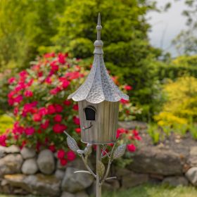 63.75" Tall Iron Birdhouse Stake "Zurich" (Colors_Zaer: Antique Silver)