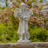 39" Tall Magnesium Angel Statue Holding Bouquet "Sopia"