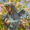 39" Tall Magnesium Angel Statue Holding Bouquet "Sopia"