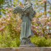 39" Tall Magnesium Angel Statue Holding Bouquet "Sopia"