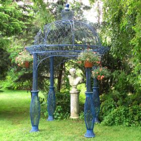 13ft. Tall Round Metal Garden Gazebo "Zara" (Colors_Zaer: Antique Blue)