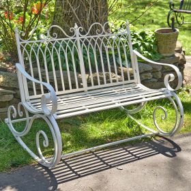"Tatiana" Iron Rocking Garden Bench (Colors_Zaer: Antique White)