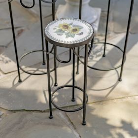 "Marisol" Set of 3 Nesting Iron Mosaic Plant Stands (Shape: Round)