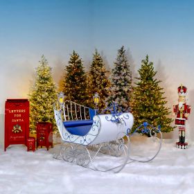 "Kutaisi" Large Victorian Christmas Sleigh (Colors_Zaer: White/Blue/Silver)